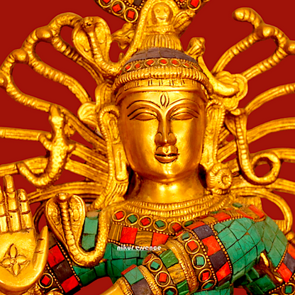 Big Nataraja Shiva idol brass with Stone Work - 31 inches Nikuressence