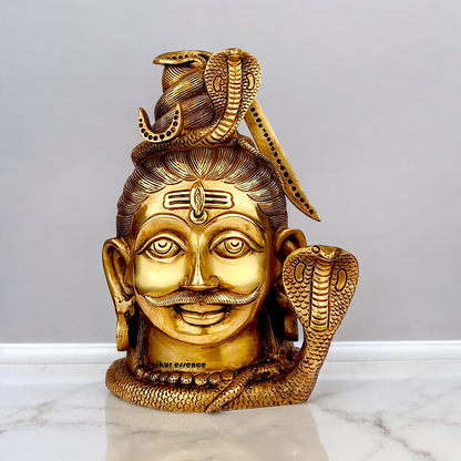 Solid Brass Shiva Face Head statue - 10 inches Nikuressence