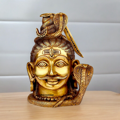 Solid Brass Shiva Face Head statue - 10 inches Nikuressence