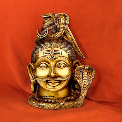 Solid Brass Shiva Face Head statue - 10 inches Nikuressence