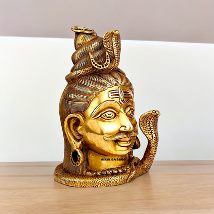 Solid Brass Shiva Face Head statue - 10 inches Nikuressence
