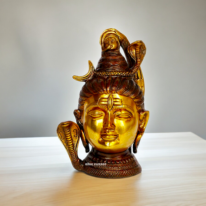 Lord Shiva Face Head Brass idol - 6.5 inches Nikuressence