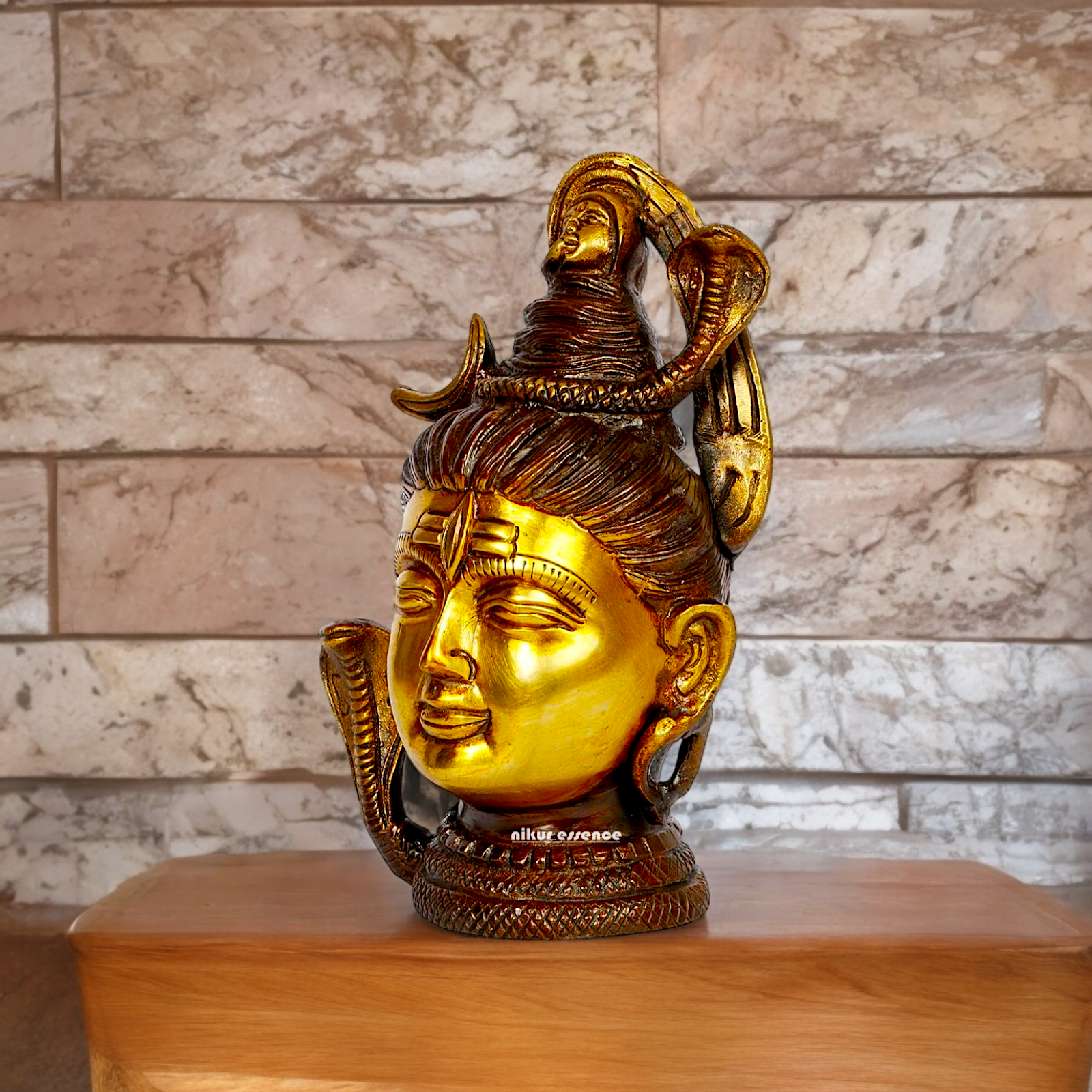 Lord Shiva Face Head Brass idol - 6.5 inches Nikuressence