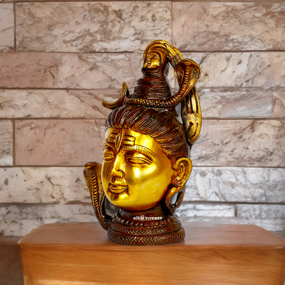 Lord Shiva Face Head Brass idol - 6.5 inches Nikuressence