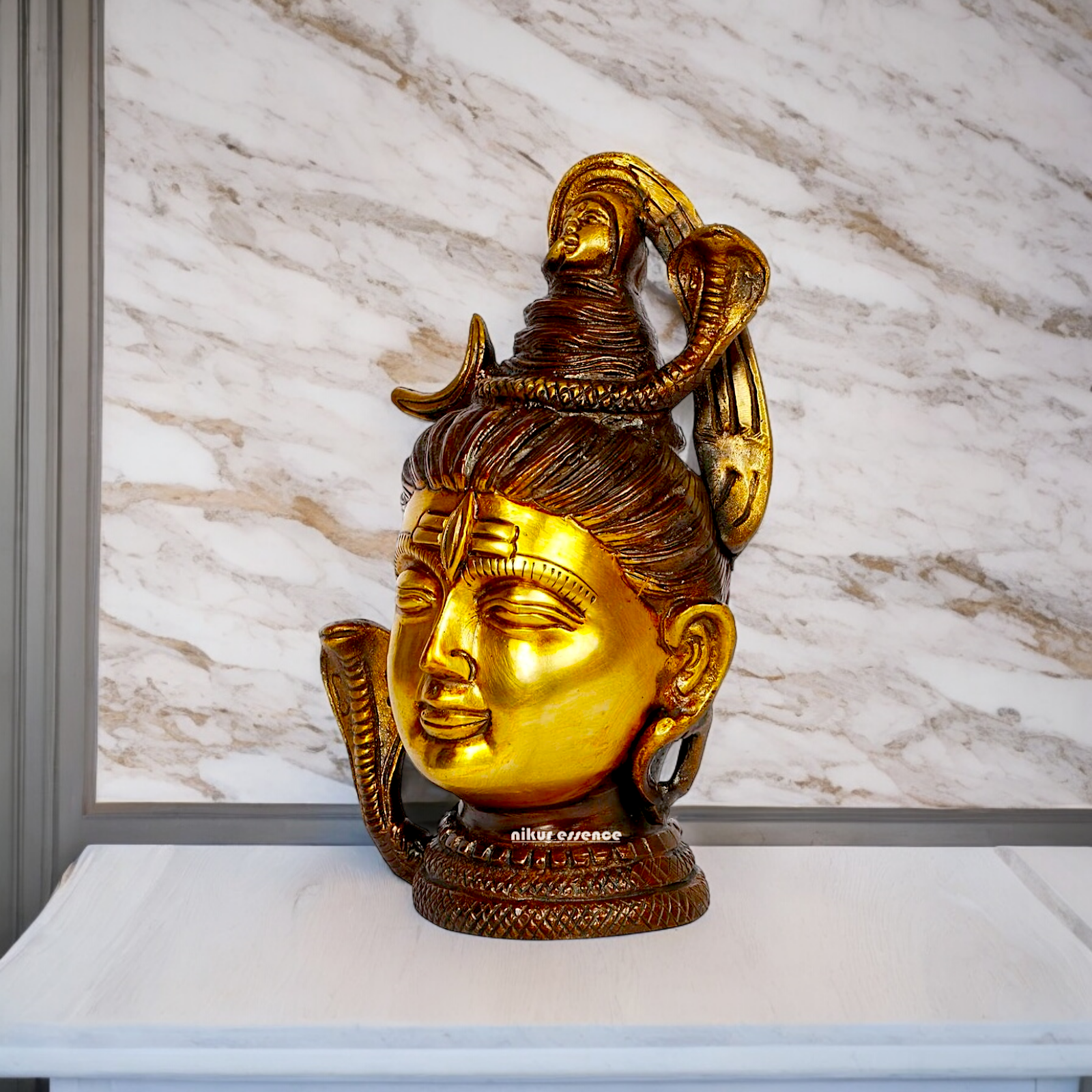 Lord Shiva Face Head Brass idol - 6.5 inches Nikuressence