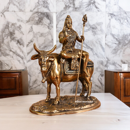 Shop Shiva Sitting on Nandi Solid Brass idol - 7.5 inch Nikuressence