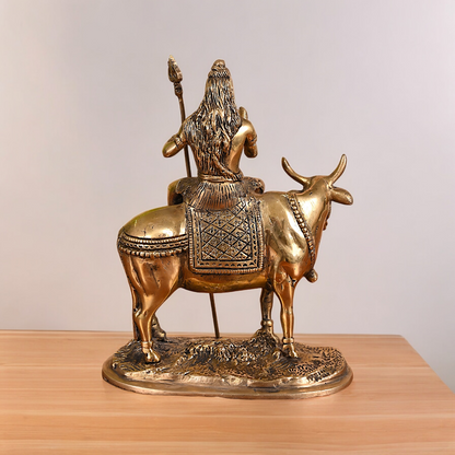Shop Shiva Sitting on Nandi Solid Brass idol - 7.5 inch Nikuressence