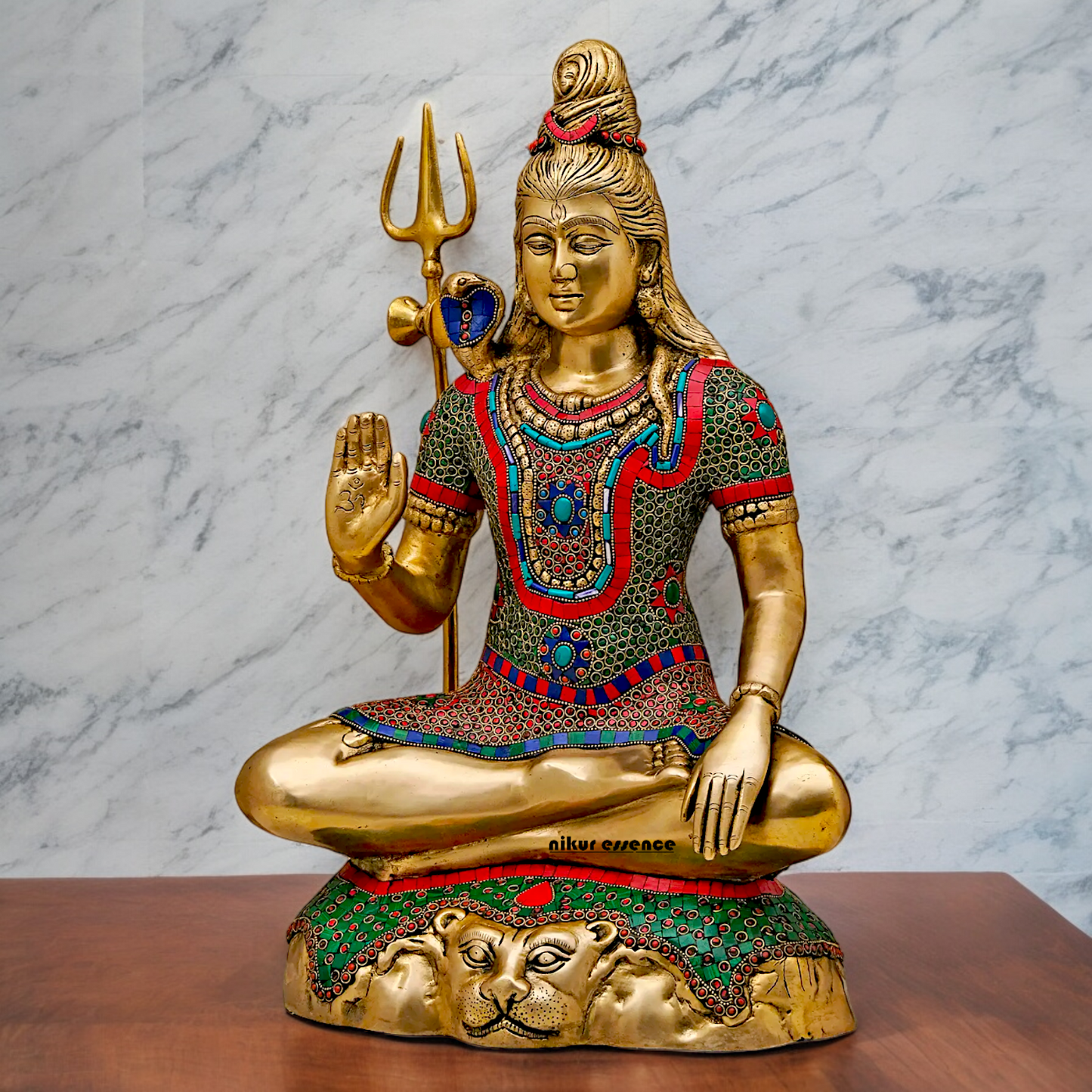 Lord Shiva Mahadev ji Brass with stone work idol - 21 inches Nikuressence
