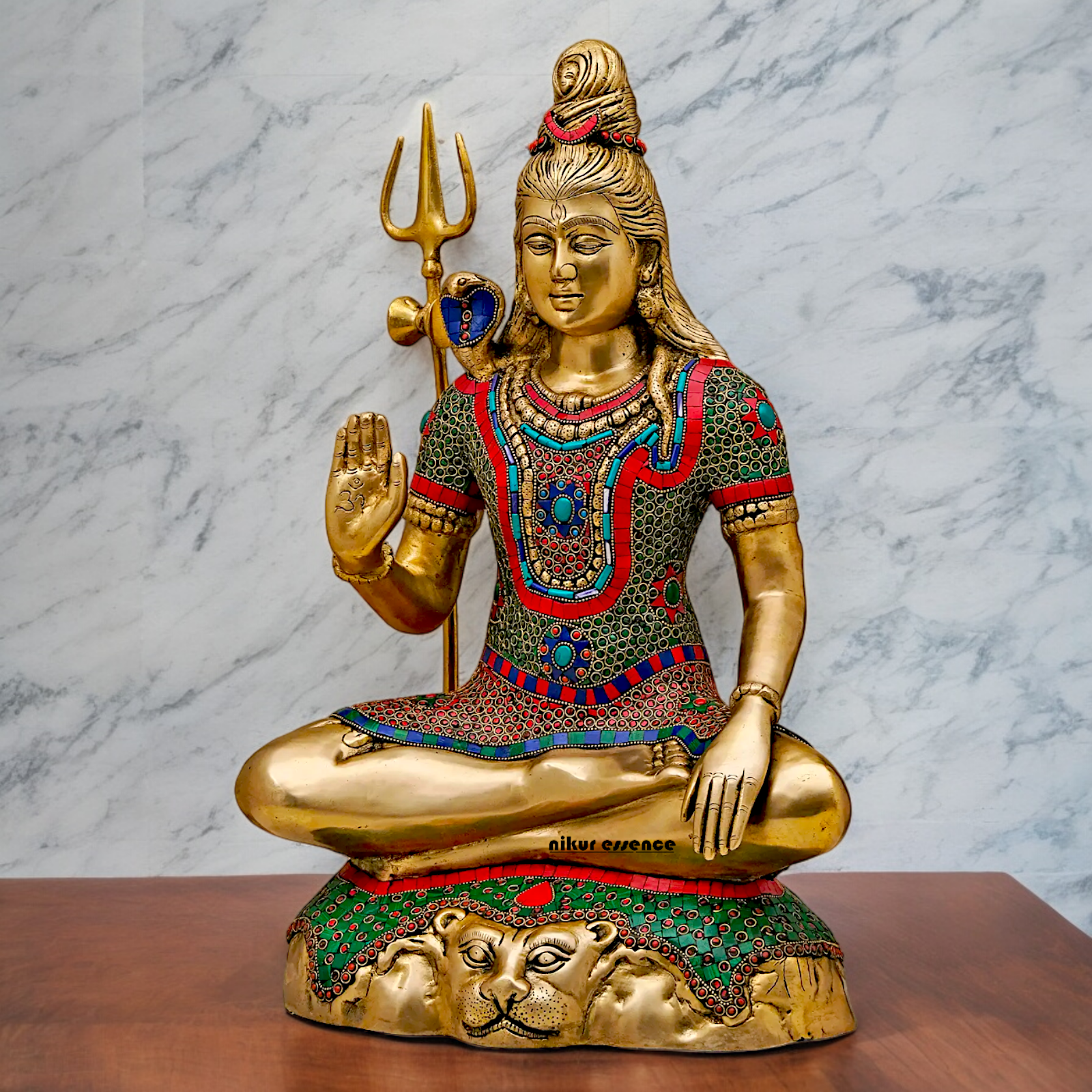 Lord Shiva Mahadev ji Brass with stone work idol - 21 inches Nikuressence