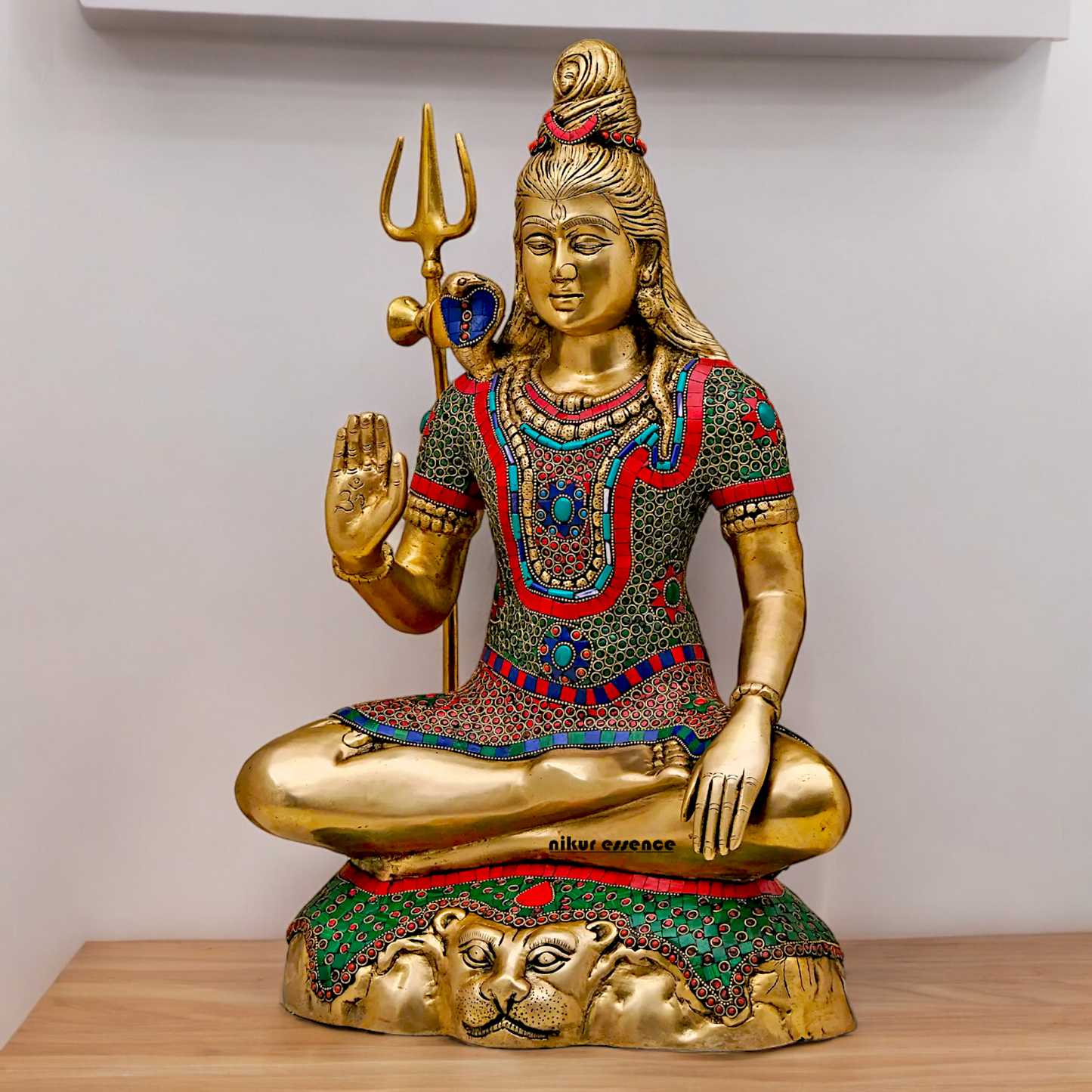 Lord Shiva Mahadev ji Brass with stone work idol - 21 inches Nikuressence