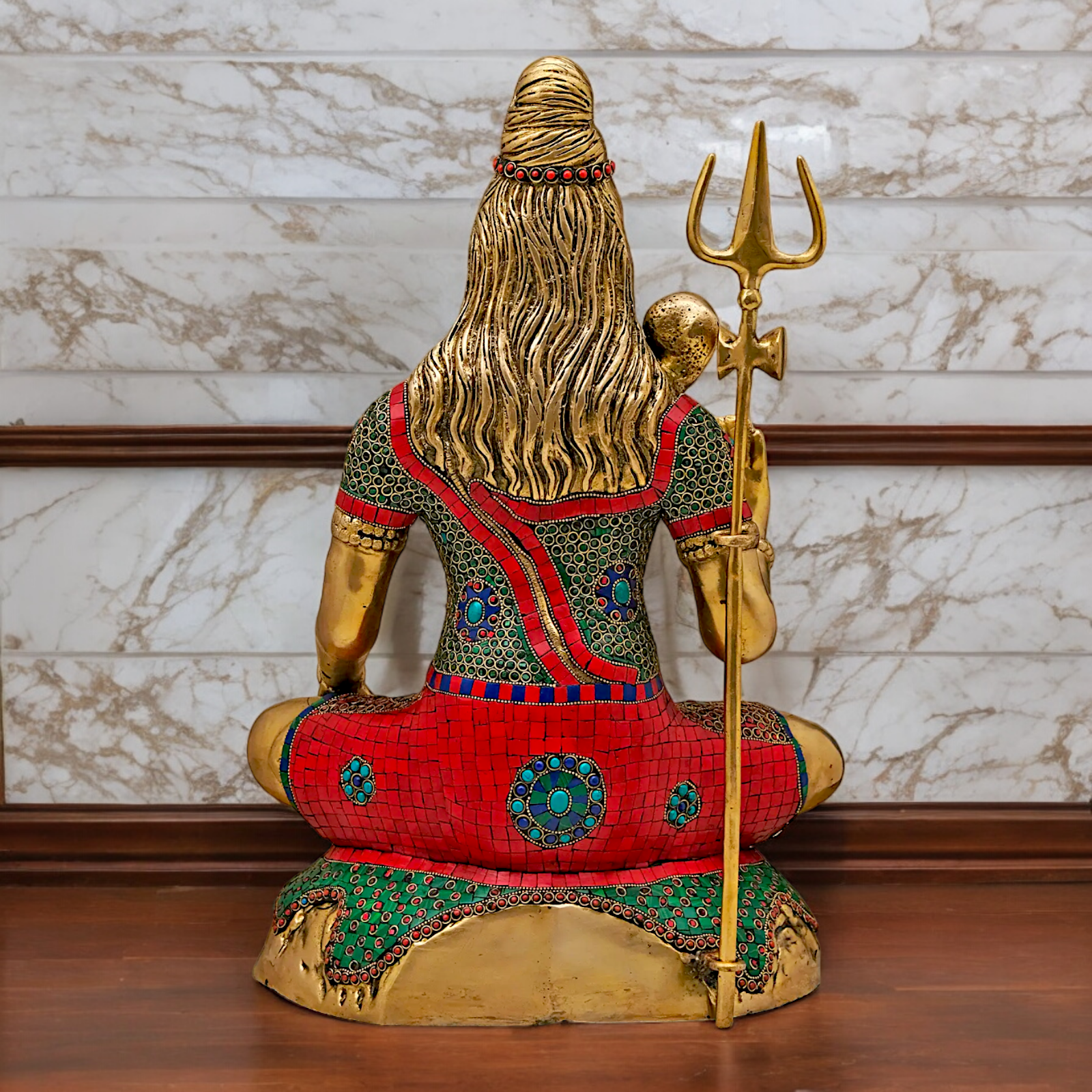 Lord Shiva Mahadev ji Brass with stone work idol - 21 inches Nikuressence