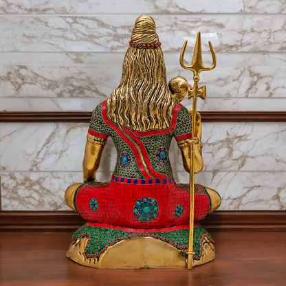 Lord Shiva Mahadev ji Brass with stone work idol - 21 inches Nikuressence