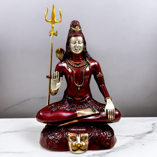 Large Shiva Yoga Sitting Brass idol - 22 inch Nikuressence
