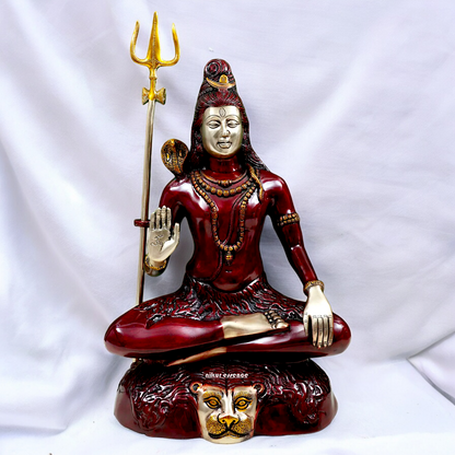 Large Shiva Yoga Sitting Brass idol - 22 inch Nikuressence