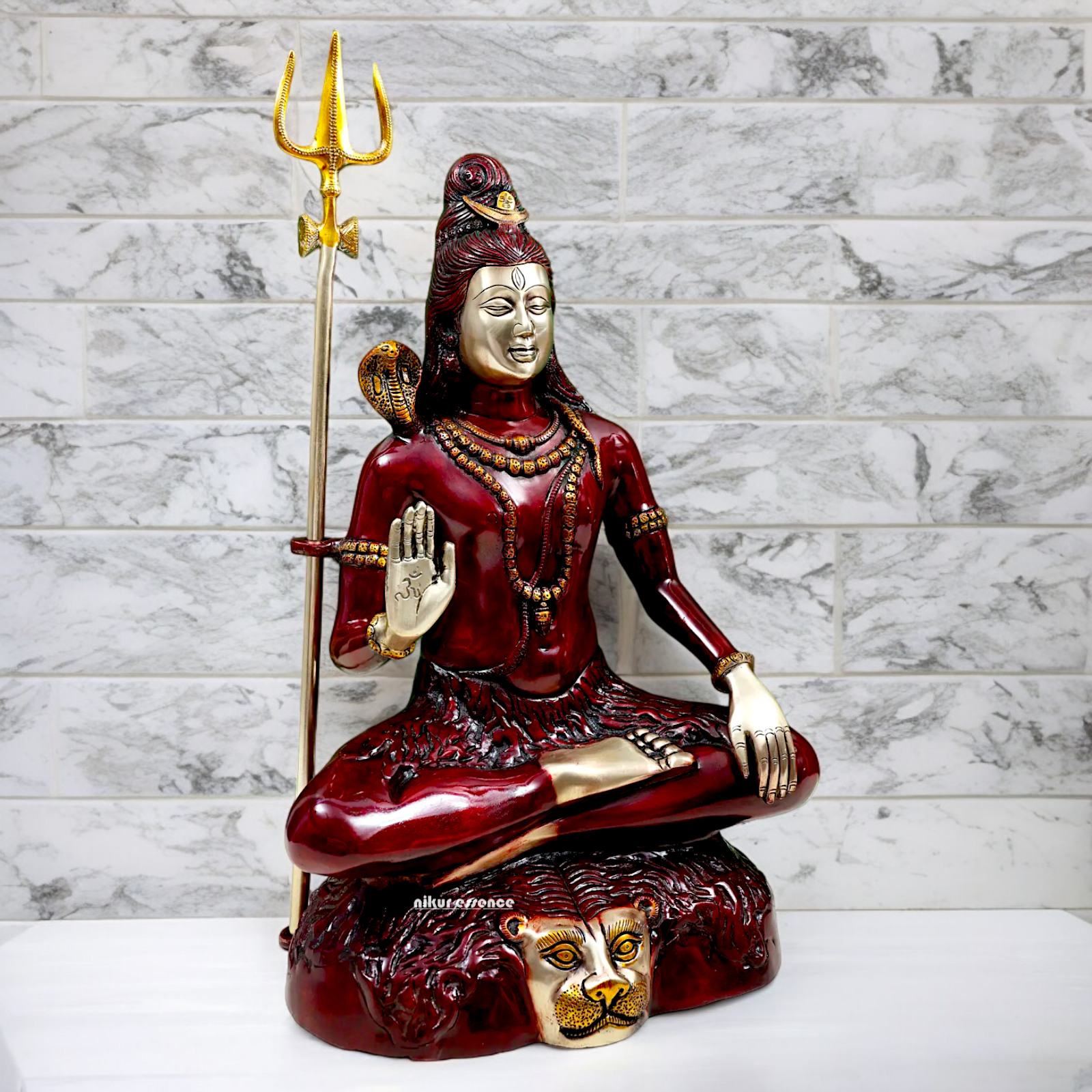 Large Shiva Yoga Sitting Brass idol - 22 inch Nikuressence