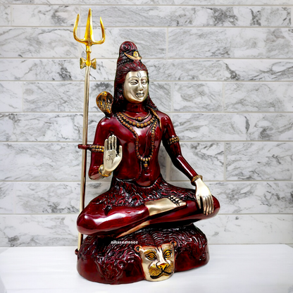 Large Shiva Yoga Sitting Brass idol - 22 inch Nikuressence
