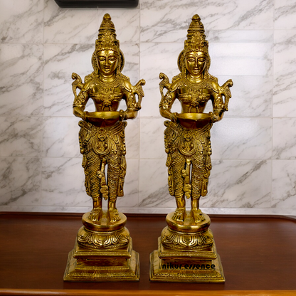 Buy Pair Deep Lakshmi Solid Brass - 15 inch Nikuressence