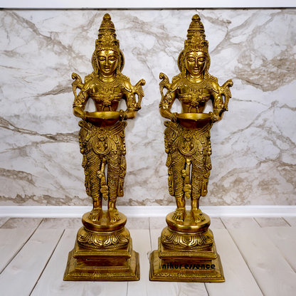 Buy Pair Deep Lakshmi Solid Brass - 15 inch Nikuressence