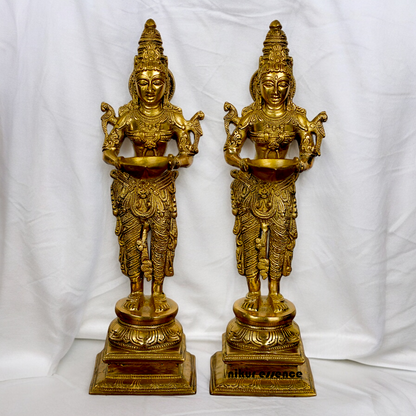 Buy Pair Deep Lakshmi Solid Brass - 15 inch Nikuressence