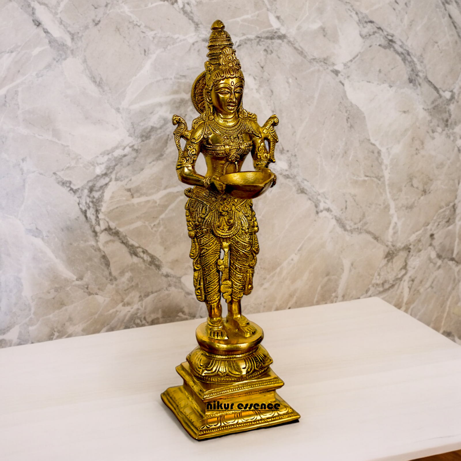 Buy Pair Deep Lakshmi Solid Brass - 15 inch Nikuressence