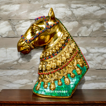 Large Horse Brass with stone work idol - 8.5 inches Nikuressence