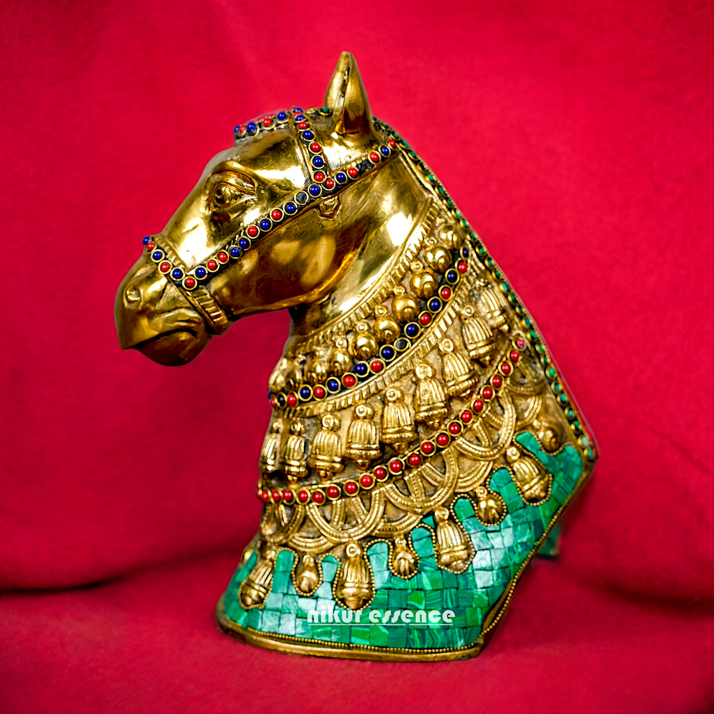 Large Horse Brass with stone work idol - 8.5 inches Nikuressence