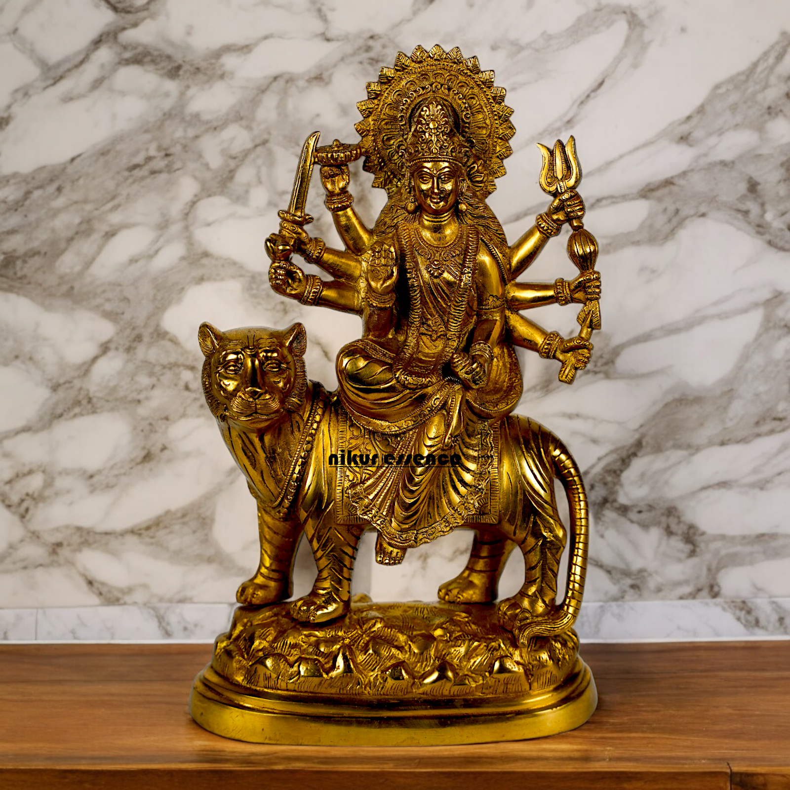 Goddess Durga Sherawali Maa Solid Brass idol - 15 inches Nikuressence