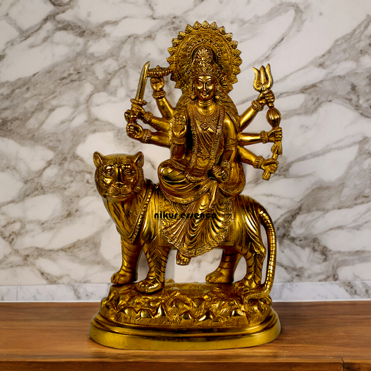 Goddess Durga Sherawali Maa Solid Brass idol - 15 inches Nikuressence