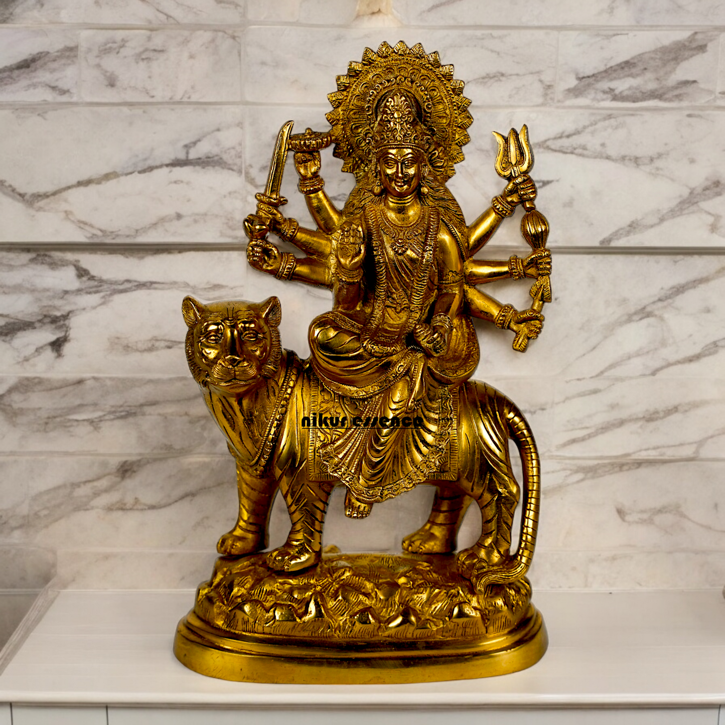 Goddess Durga Sherawali Maa Solid Brass idol - 15 inches Nikuressence