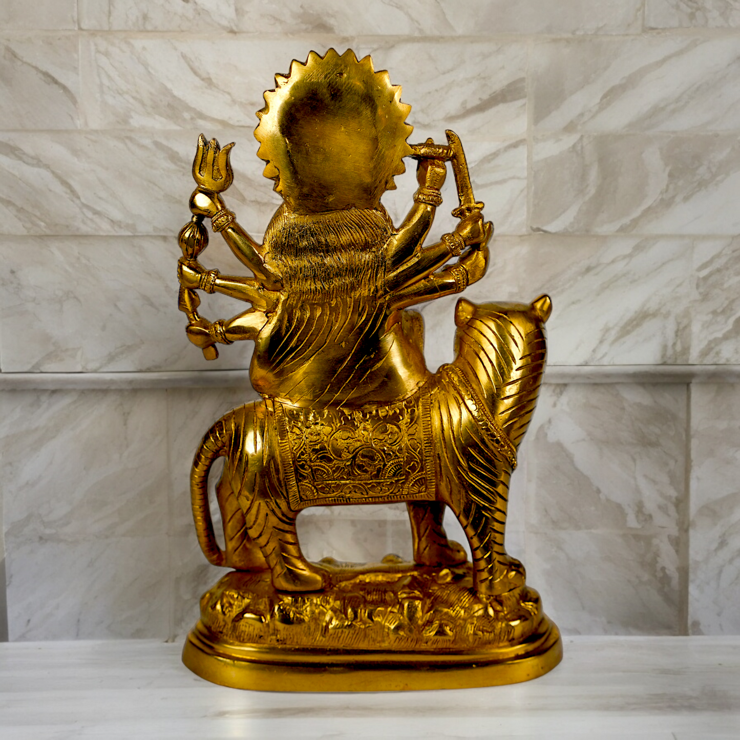 Goddess Durga Sherawali Maa Solid Brass idol - 15 inches Nikuressence