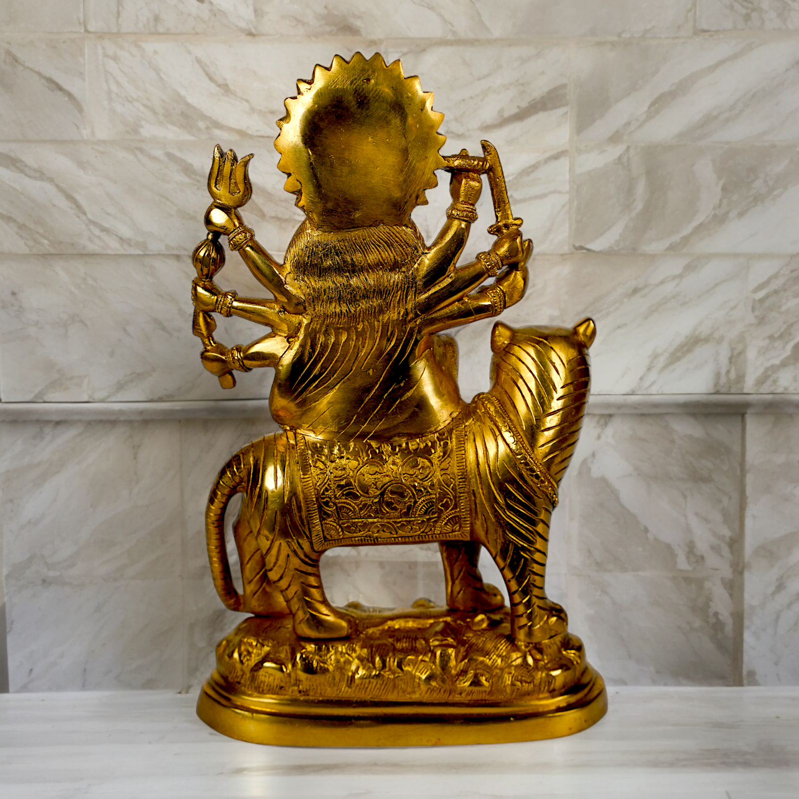 Goddess Durga Sherawali Maa Solid Brass idol - 15 inches Nikuressence