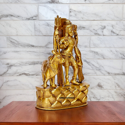 Lord Shiva Standing with Nandi Solid Brass Statue - 6.75 inches Nikuressence