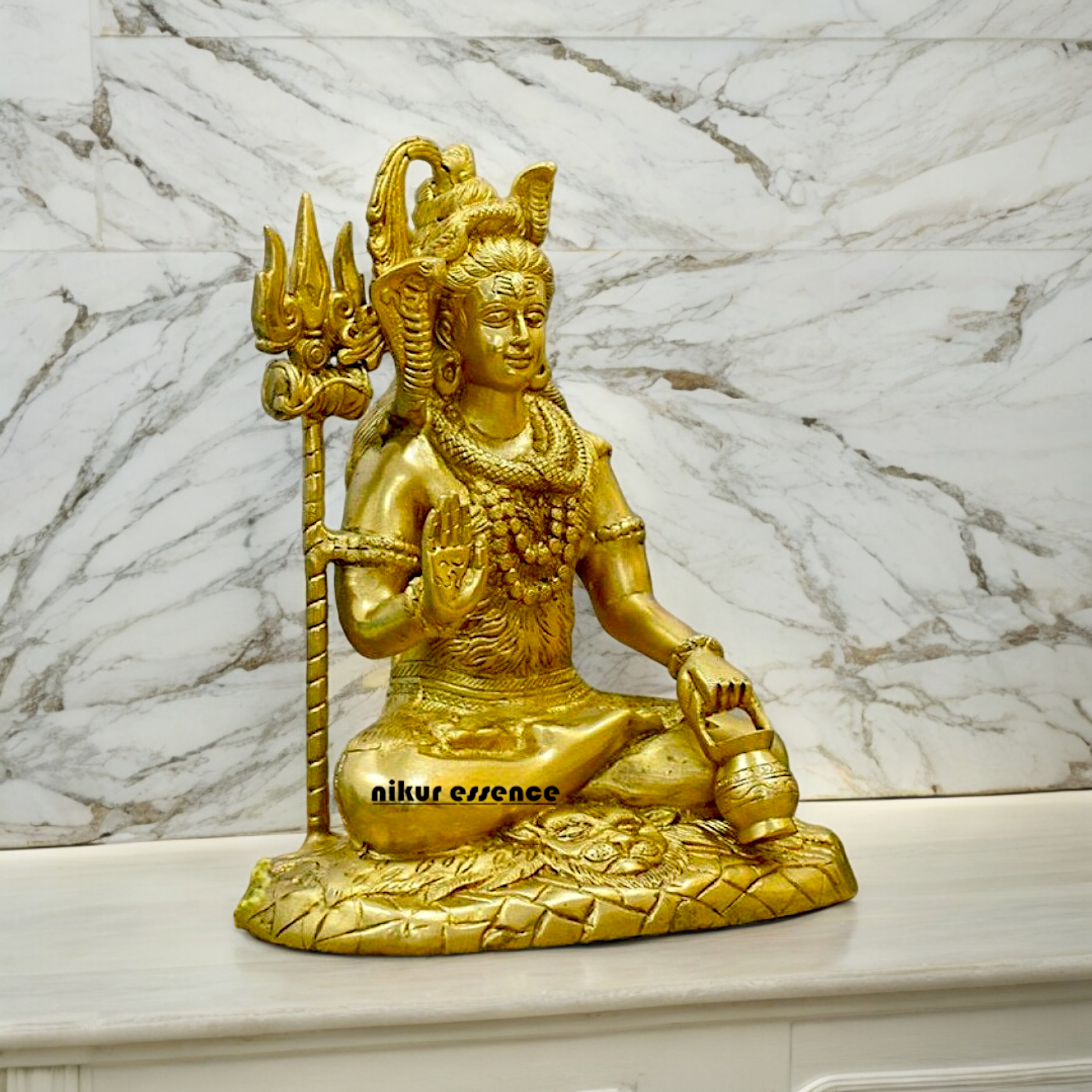 Solid Brass Shiva Blessing statue - 11 inches Nikuressence