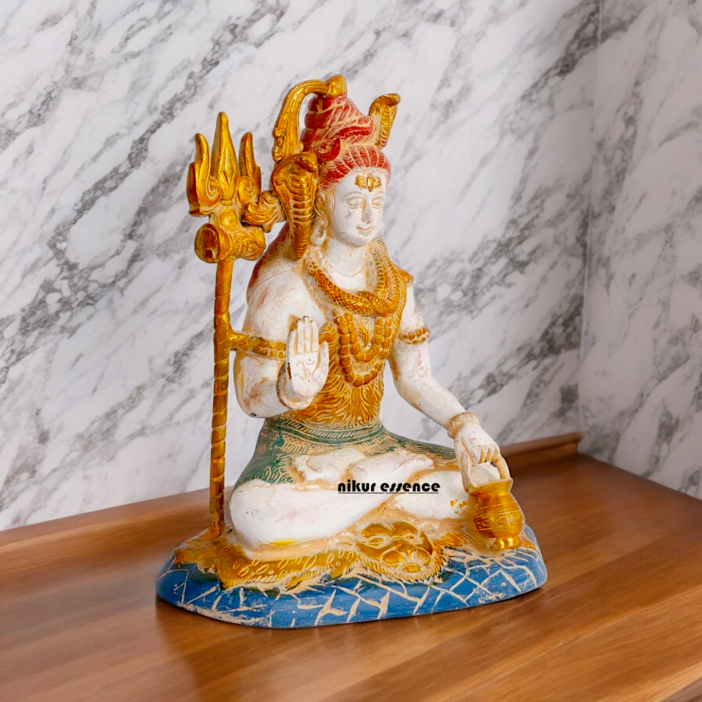 Big Shiva Shankar Sitting with Blessing Brass idol - 10 inches Nikuressence