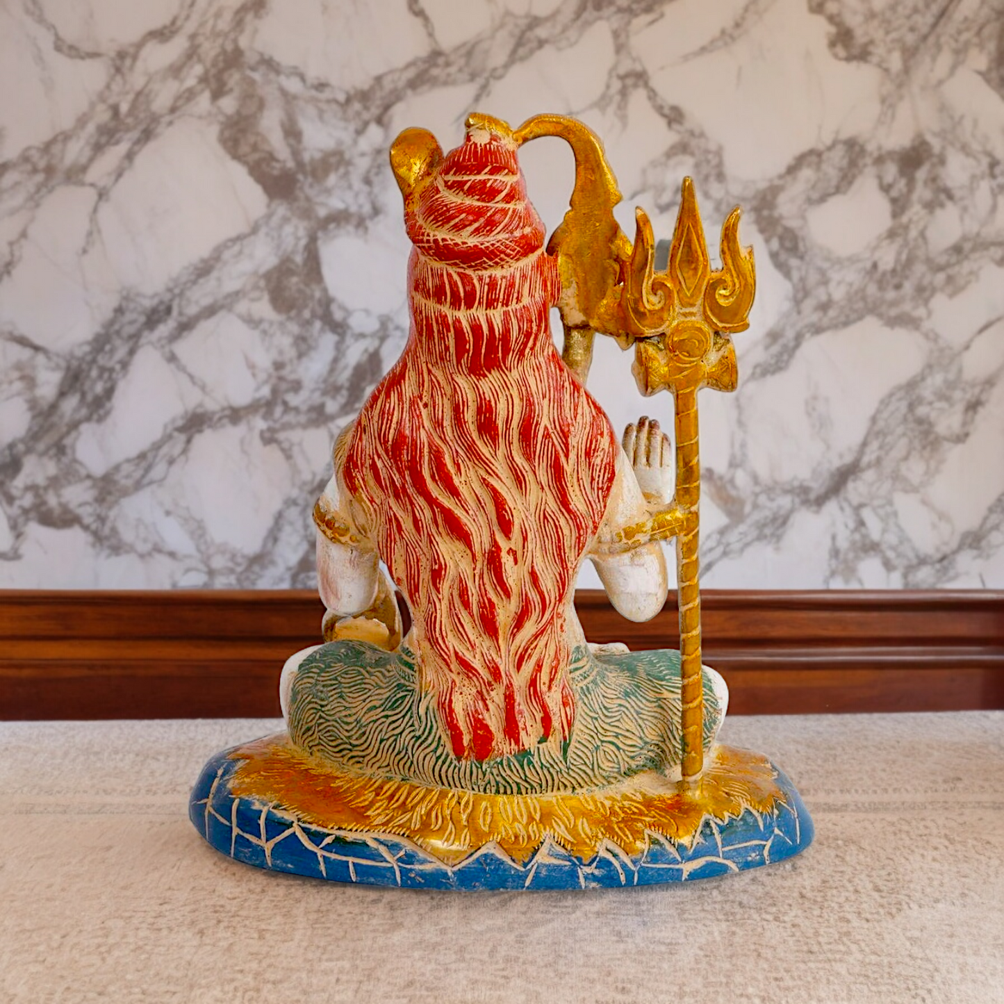 Big Shiva Shankar Sitting with Blessing Brass idol - 10 inches Nikuressence