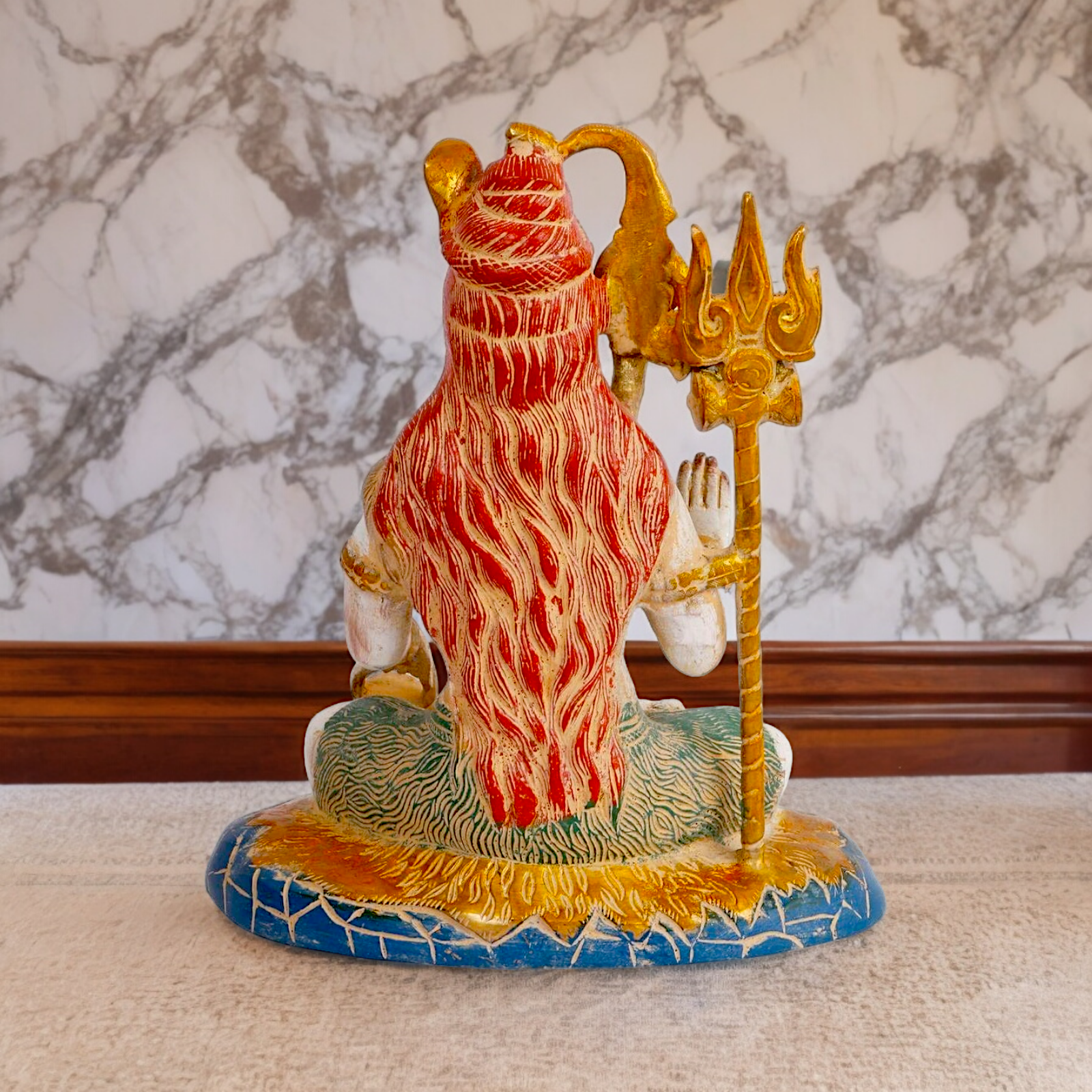 Big Shiva Shankar Sitting with Blessing Brass idol - 10 inches Nikuressence