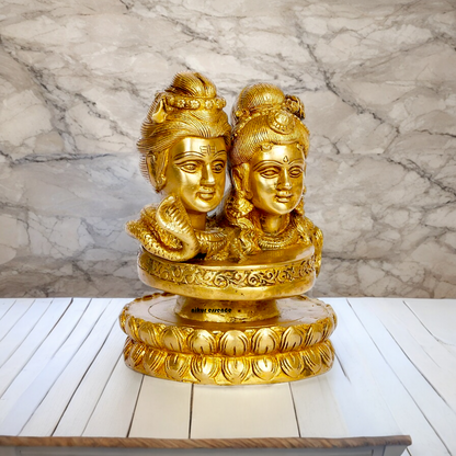 Buy Shiva Parvati with Shivling Solid Brass idol - 6 inches Nikuressence