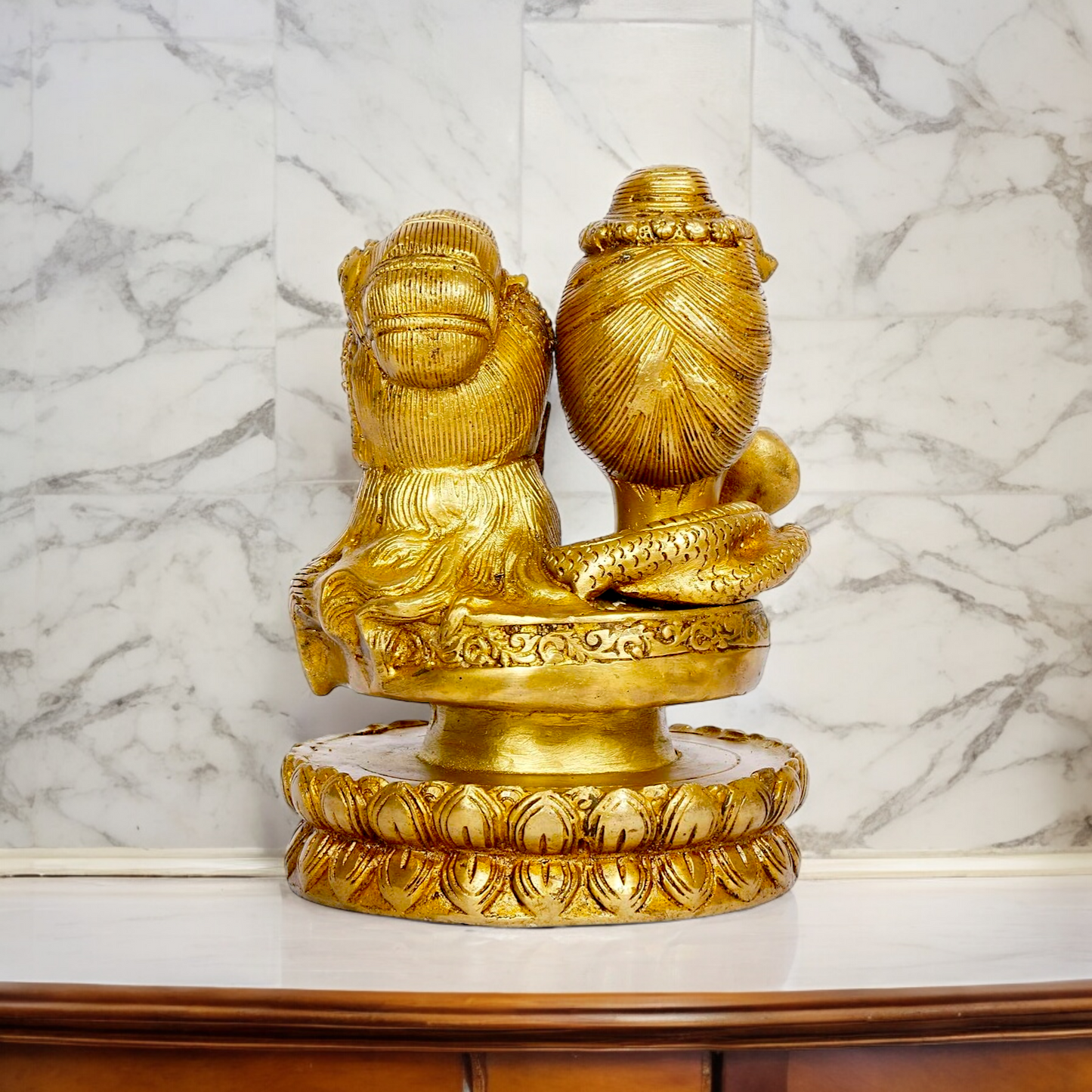 Buy Shiva Parvati with Shivling Solid Brass idol - 6 inches Nikuressence