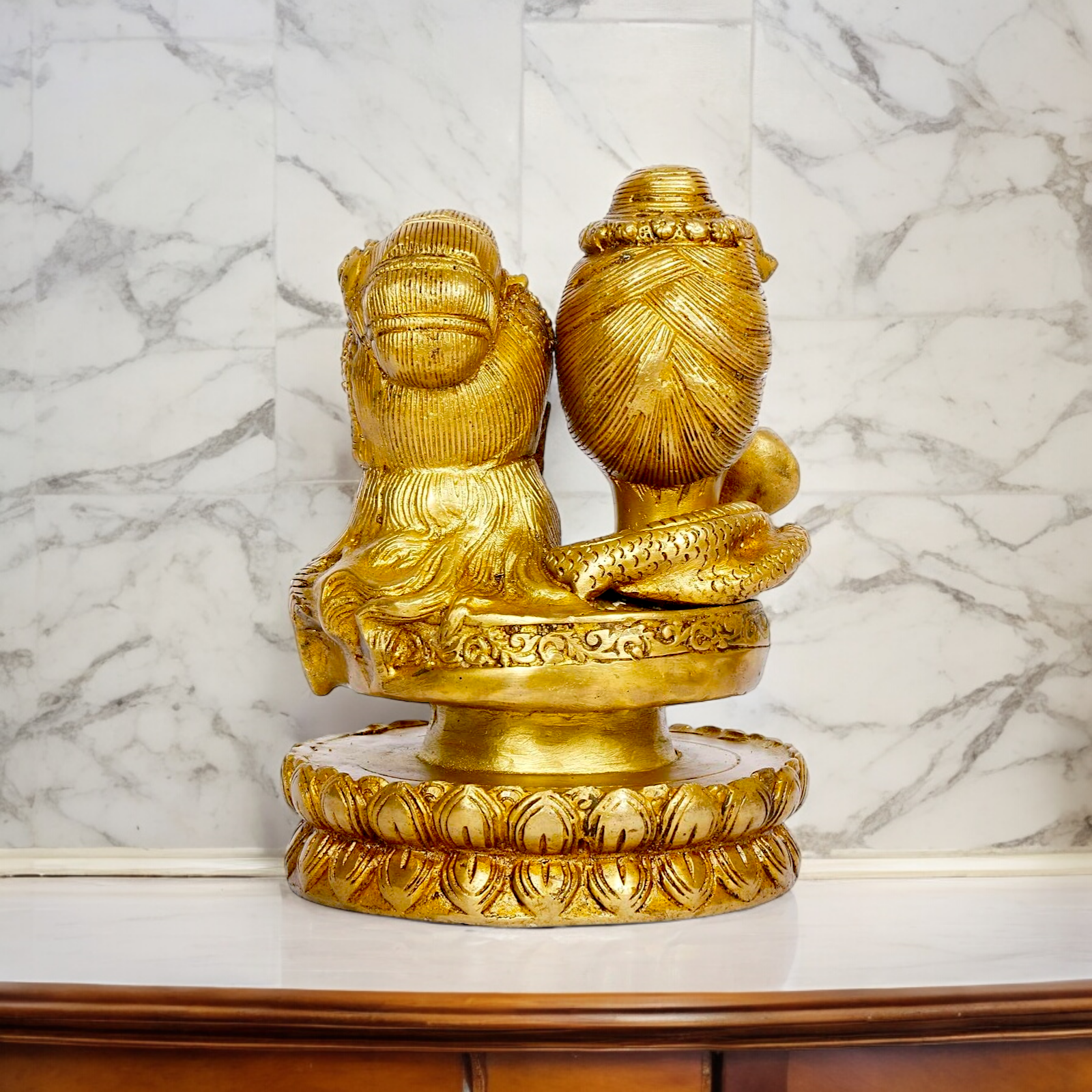 Buy Shiva Parvati with Shivling Solid Brass idol - 6 inches Nikuressence