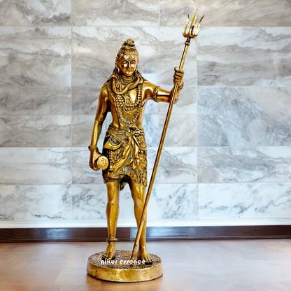 Large Shiva Mahadev Standing with trishul Solid Brass idol - 18 inches Nikuressence