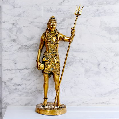 Large Shiva Mahadev Standing with trishul Solid Brass idol - 18 inches Nikuressence