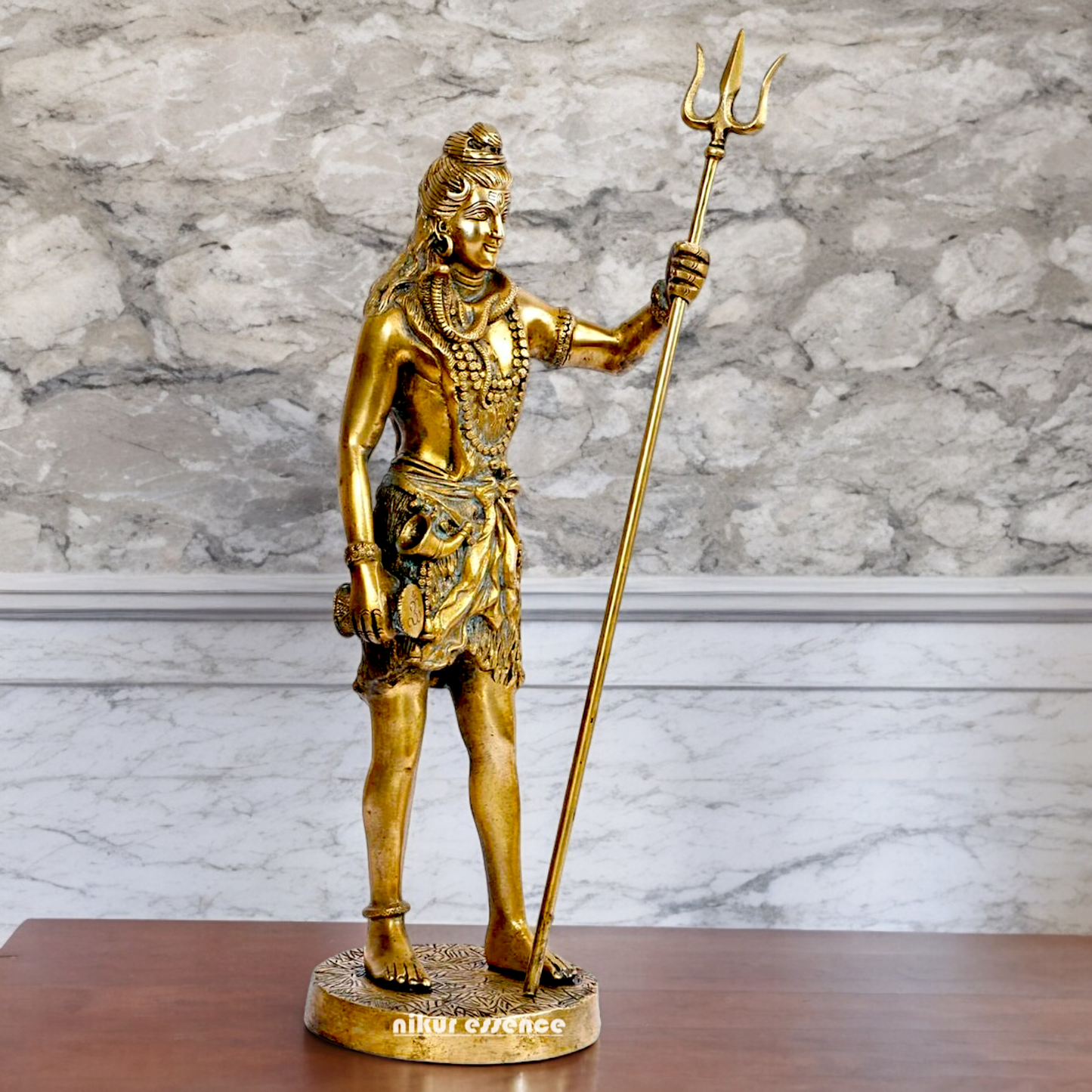 Large Shiva Mahadev Standing with trishul Solid Brass idol - 18 inches Nikuressence