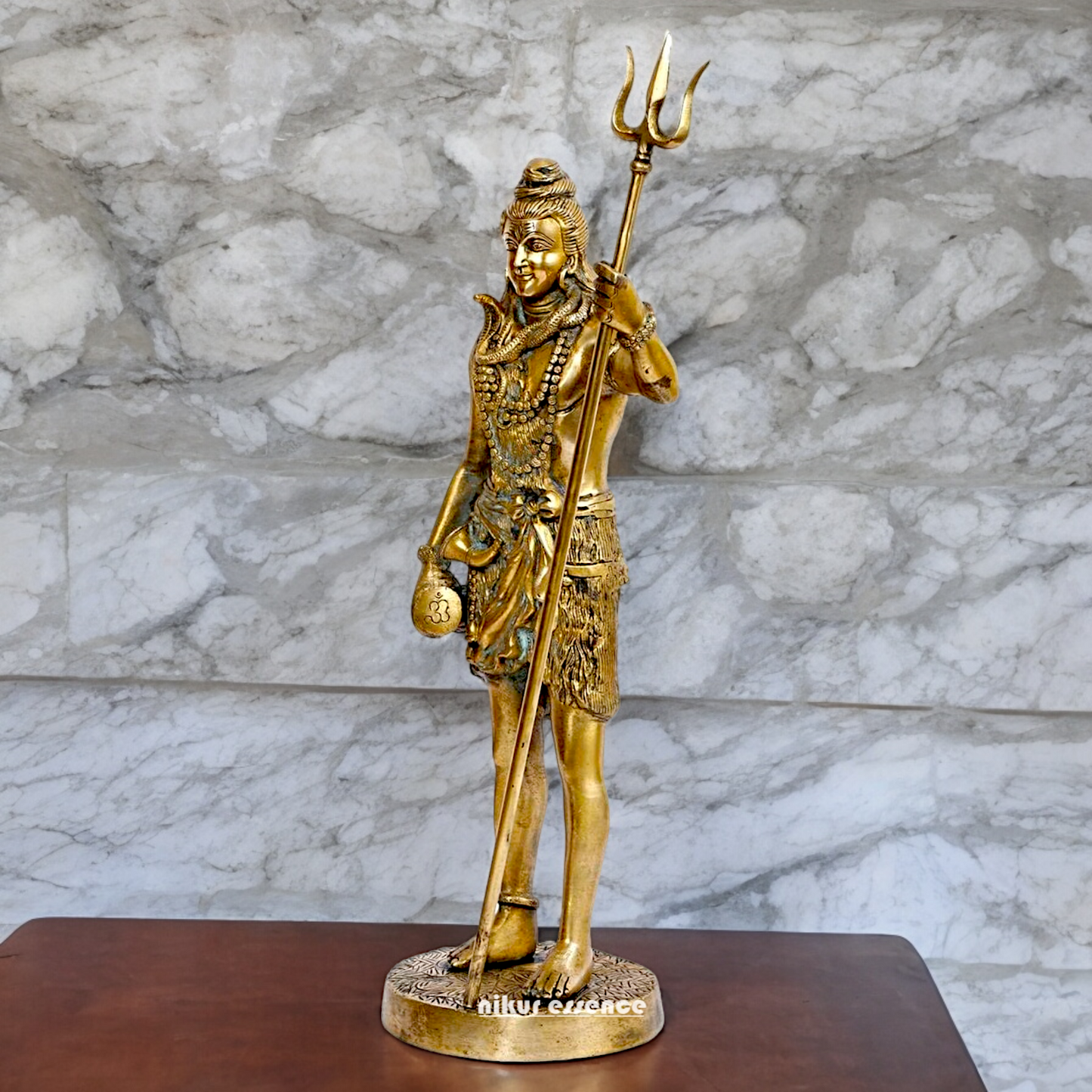 Large Shiva Mahadev Standing with trishul Solid Brass idol - 18 inches Nikuressence