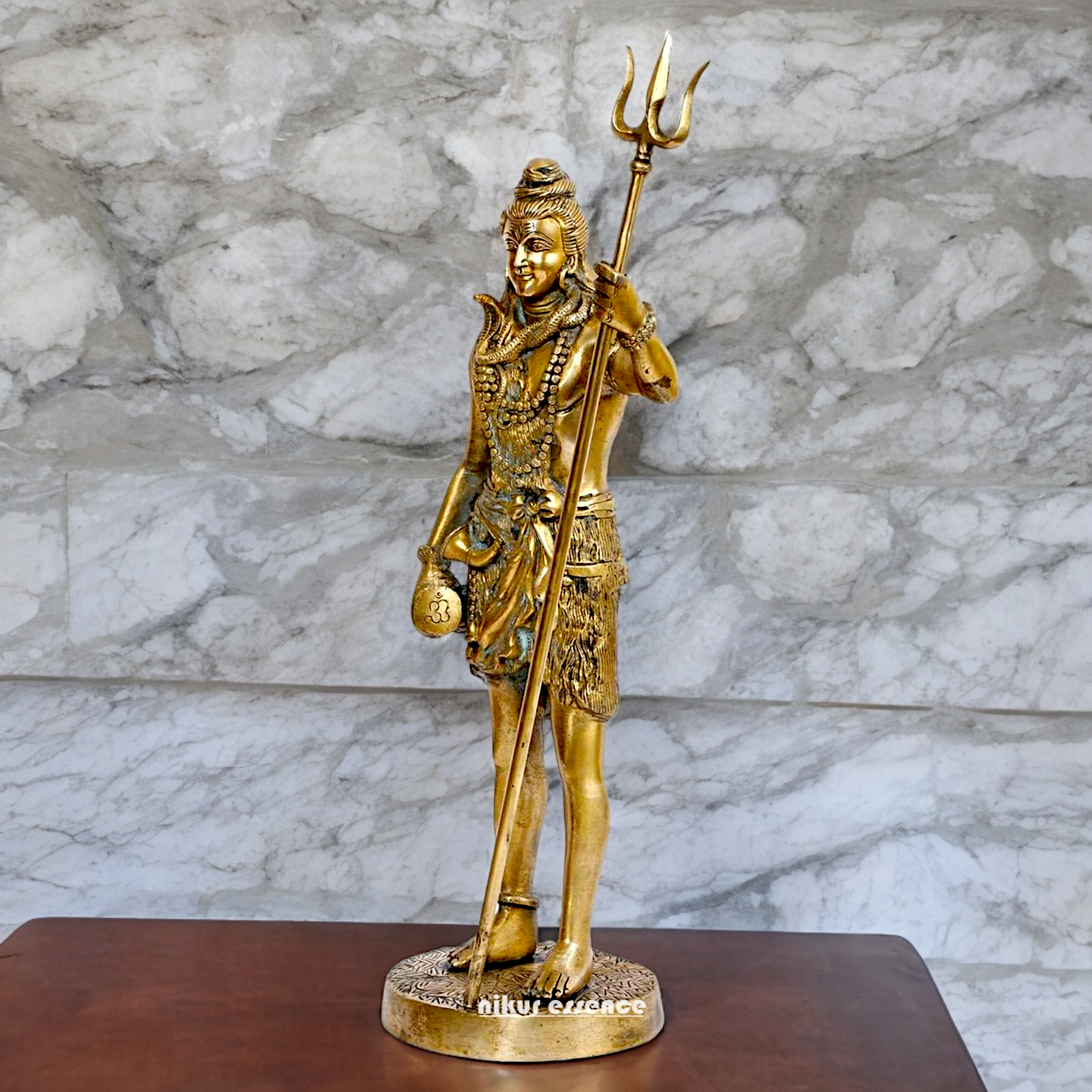 Large Shiva Mahadev Standing with trishul Solid Brass idol - 18 inches Nikuressence