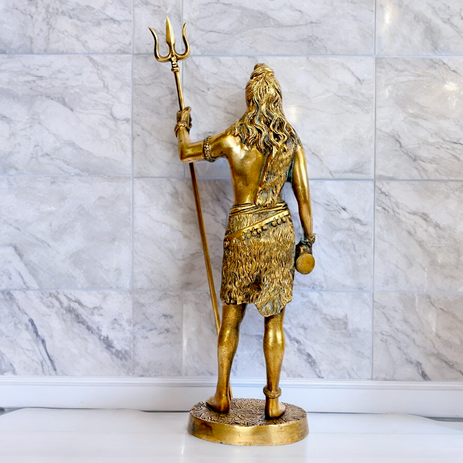 Large Shiva Mahadev Standing with trishul Solid Brass idol - 18 inches Nikuressence