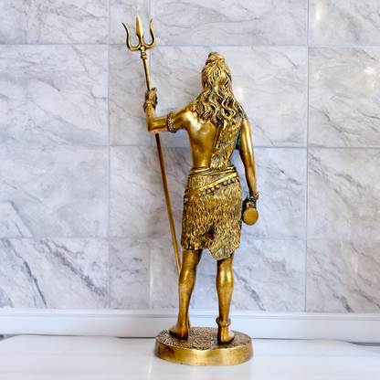 Large Shiva Mahadev Standing with trishul Solid Brass idol - 18 inches Nikuressence