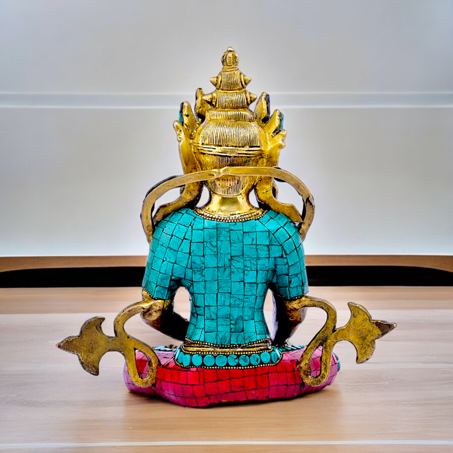 Large Tibetan Buddhist Tara Brass with stone work idol - 10 inches Nikuressence