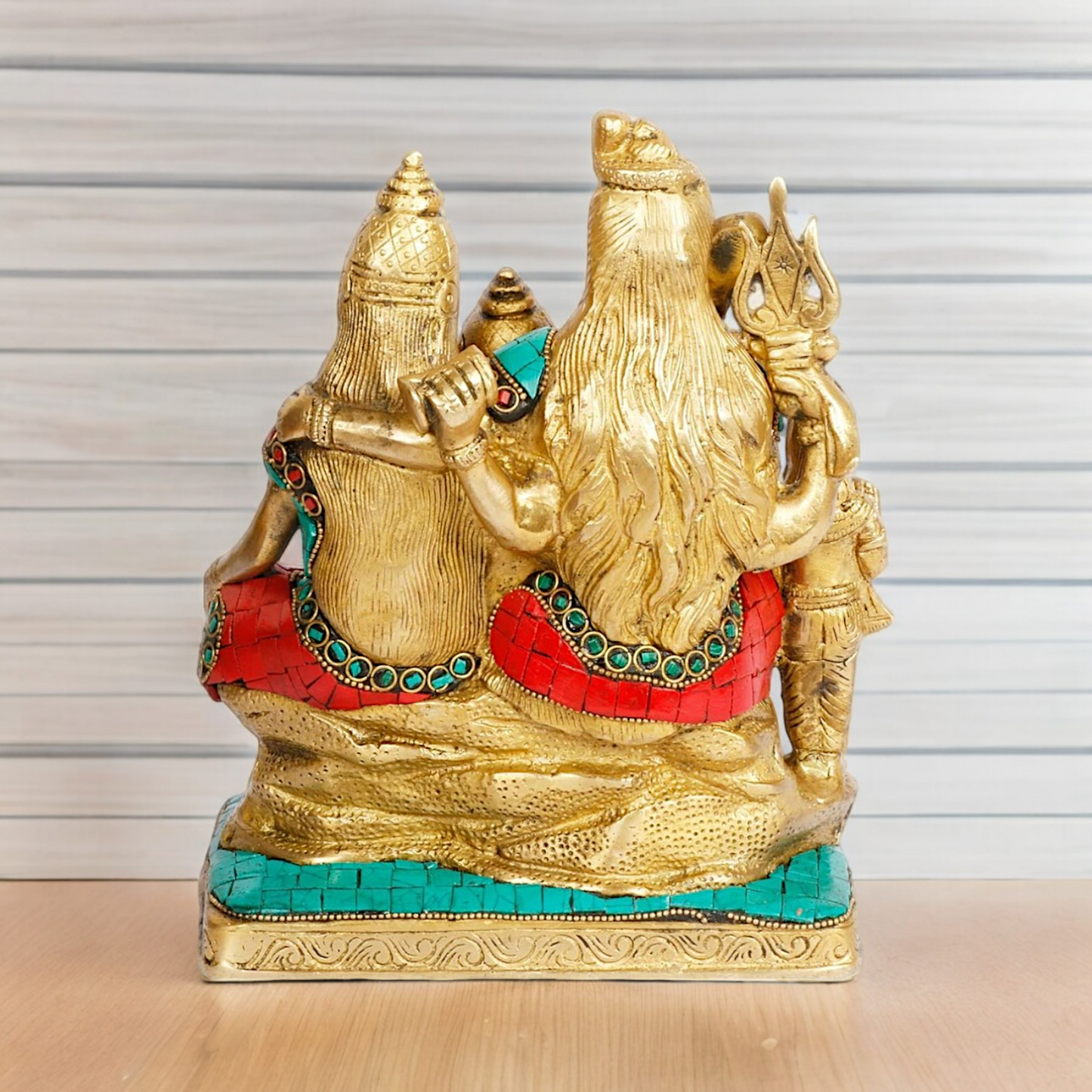 Lord Shiva Parivar brass with Stone Work idol - 8 inch Nikuressence