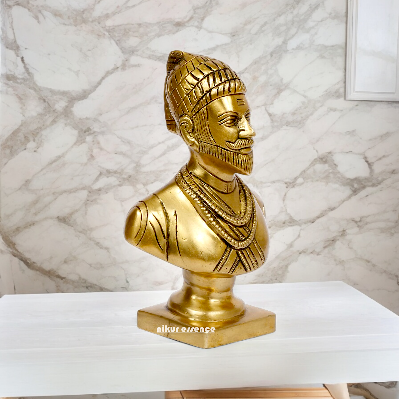 Solid Brass Chatrapati Shivaji Maharaja idol - 6 inch Nikuressence