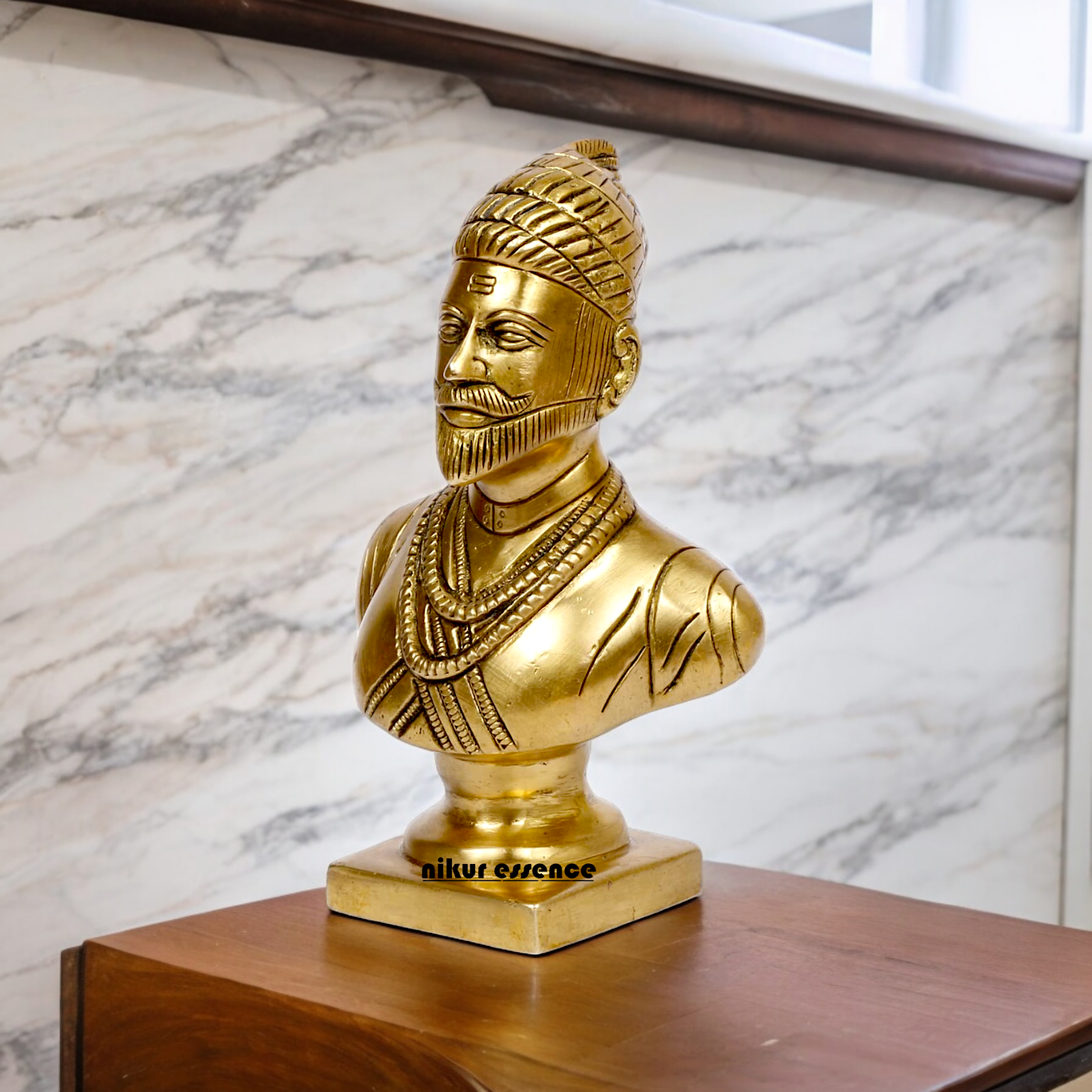 Solid Brass Chatrapati Shivaji Maharaja idol - 6 inch Nikuressence